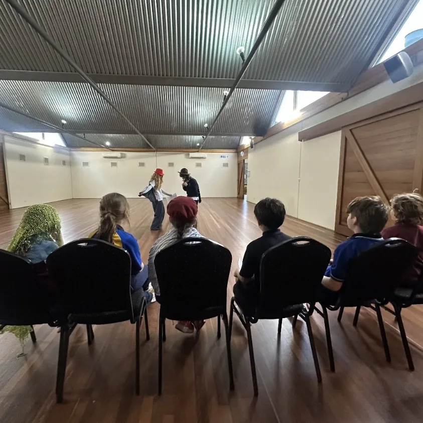 Students gathered in the hall at the start of a Ranges Studio class