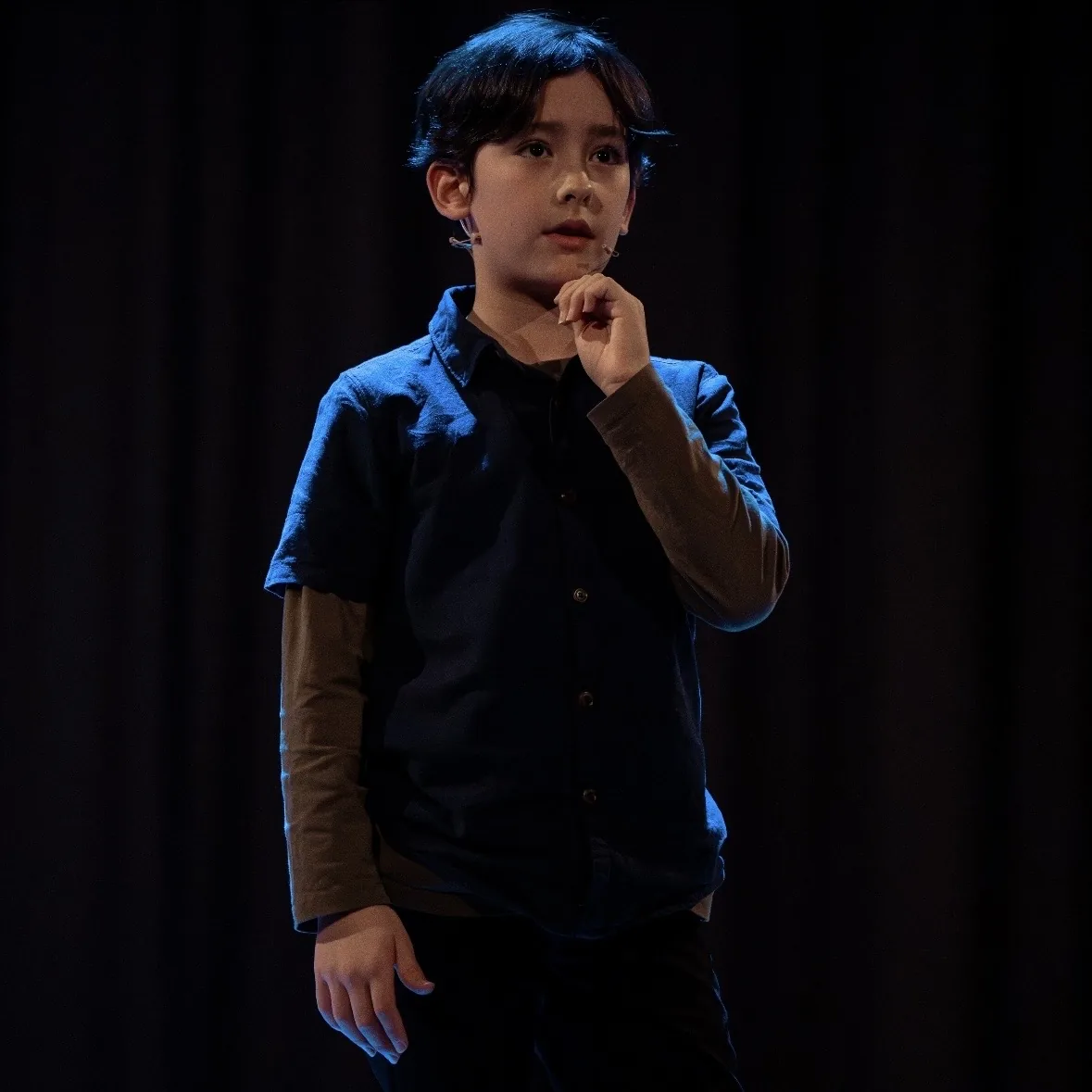 A speech and drama student performing on stage at a Ranges Studio showcase
