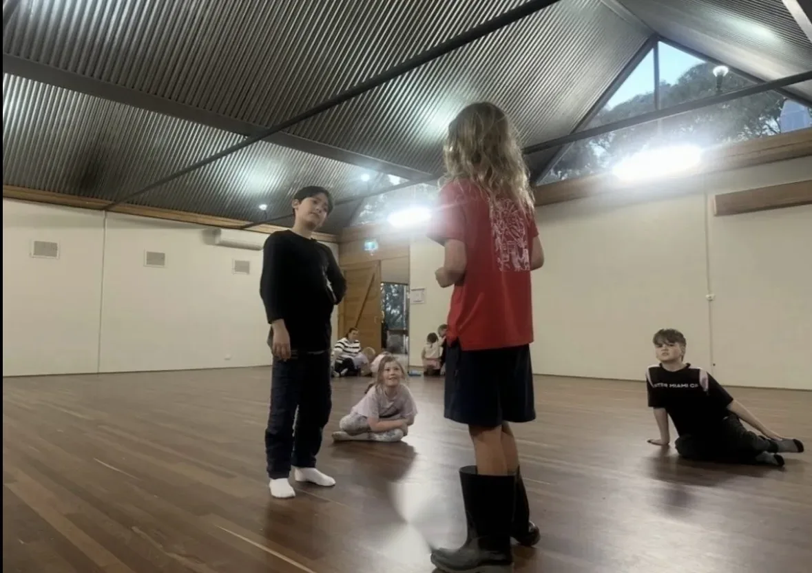 Speech and drama students rehearsing in the hall with their teacher at Ranges Studio