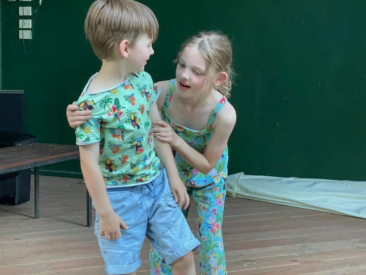 Children in a drama class engaged in imaginative play at Ranges Studio, Gisborne